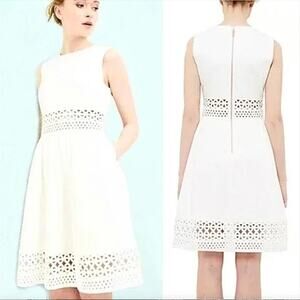 TED BAKER LONDON NWT Lace Eyelet Trim Summer White Dress – Size US 10 / Large
